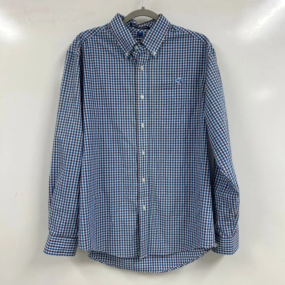 Coastal Provisions‎ Company Blue Gingham Button Down Shirt Men’s Classic Preppy